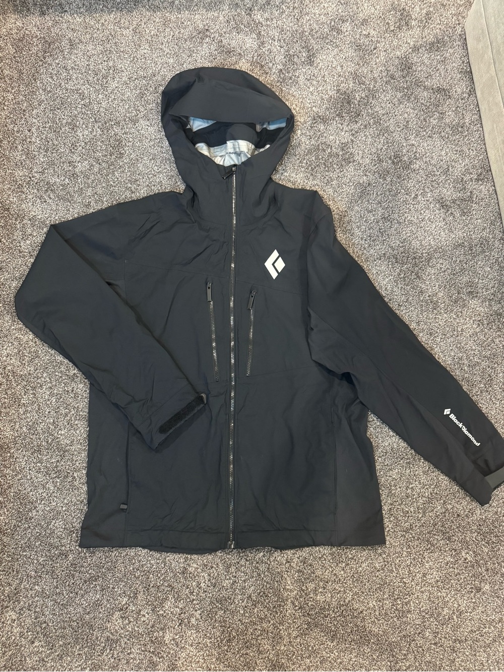 Black Diamond Men's Black Hooded Waterproof Shell Jacket